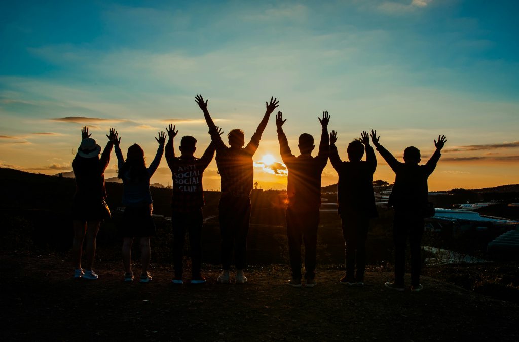 Friends Celebrating Sunset